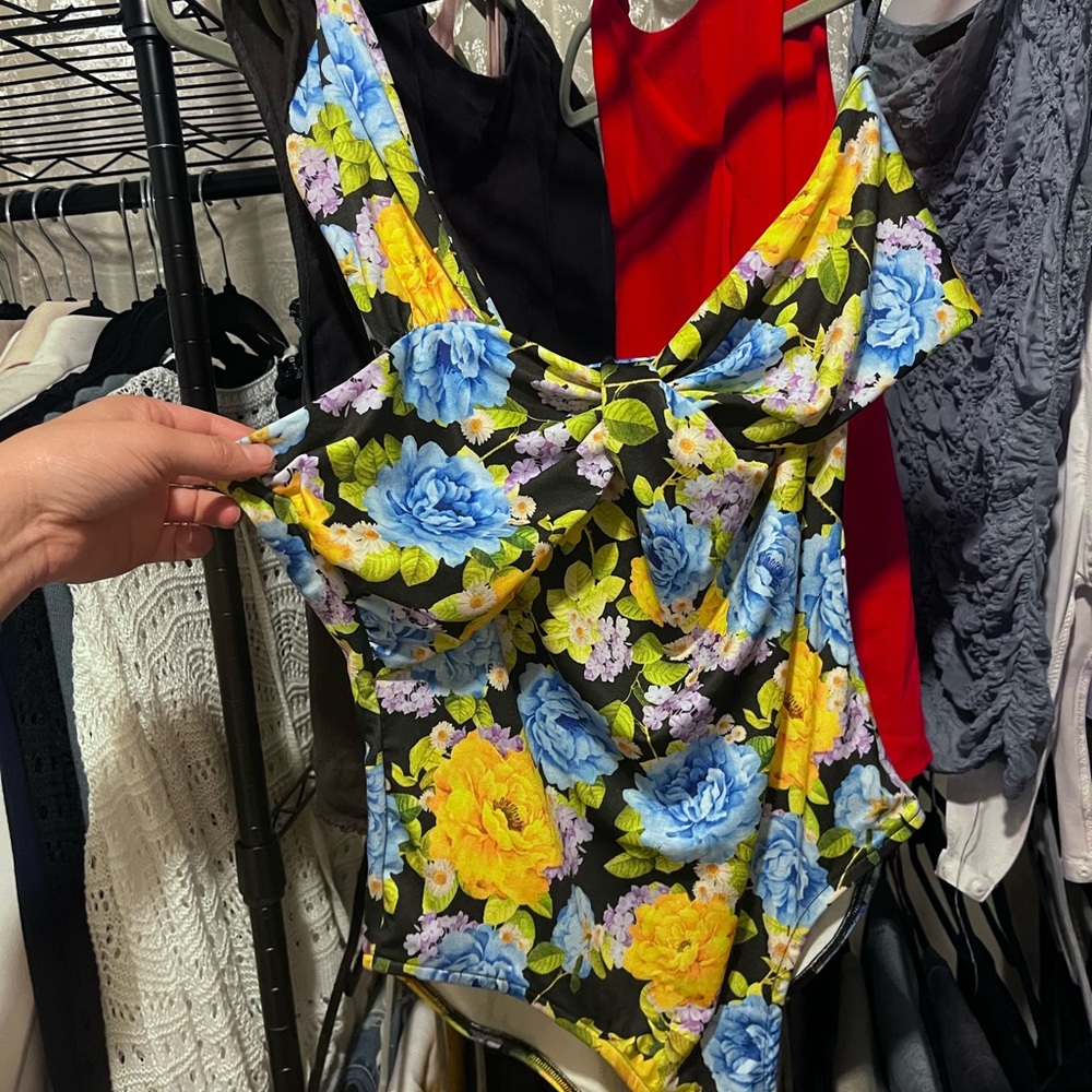 Zara Floral Bodysuit - Black, Blue, Yellow
